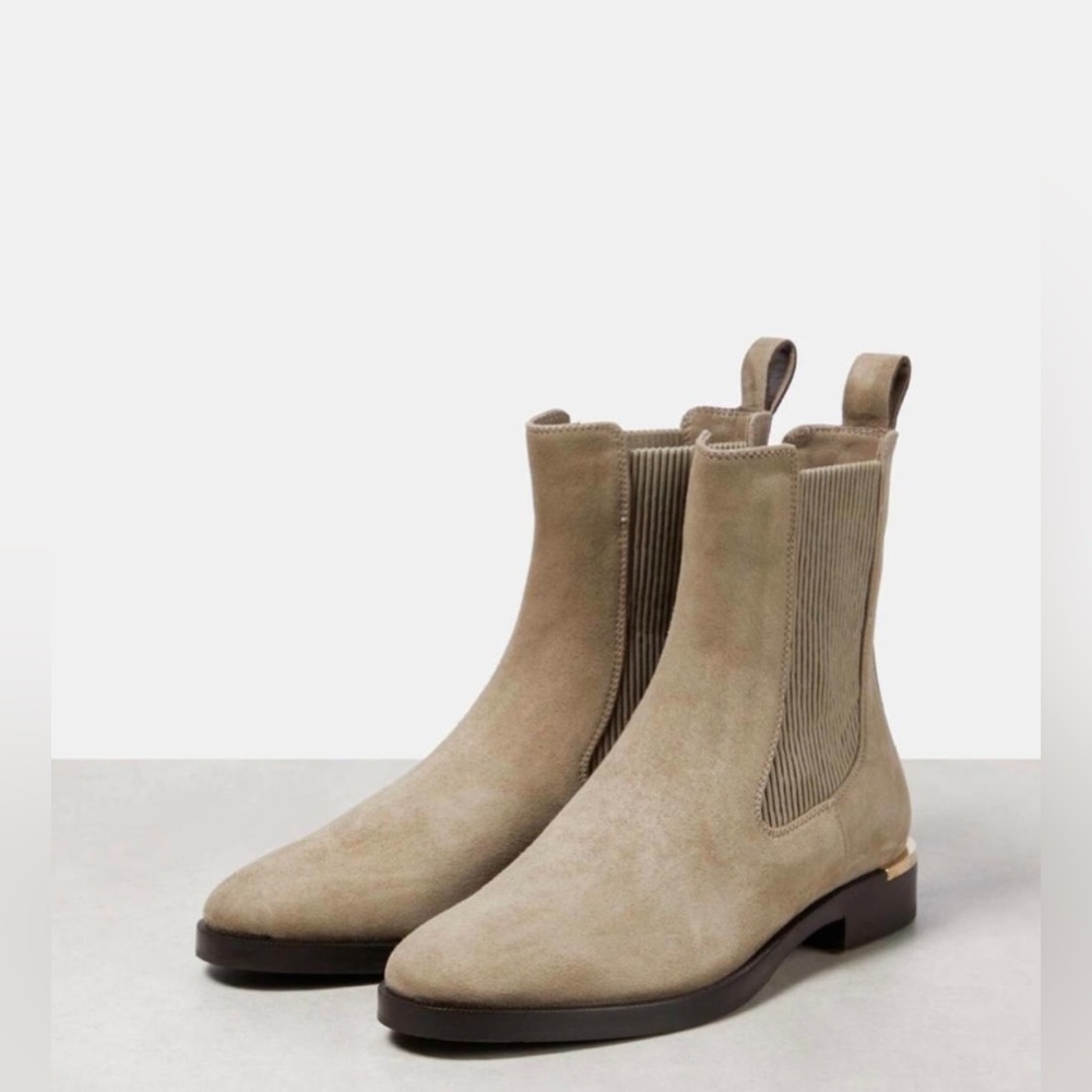 Jimmy Choo Thessaly Suede Chelsea Ankle Boots in Taupe - NWT